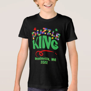 Custom Jigsaw Puzzle King Location Date Name Tri-Blend Shirt
