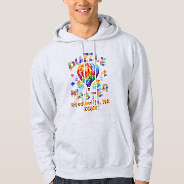 Custom Jigsaw Puzzle Master Location Date Name Hoodie (Front)
