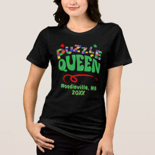 Custom Jigsaw Puzzle Queen Location Date Name Tri-Blend Shirt