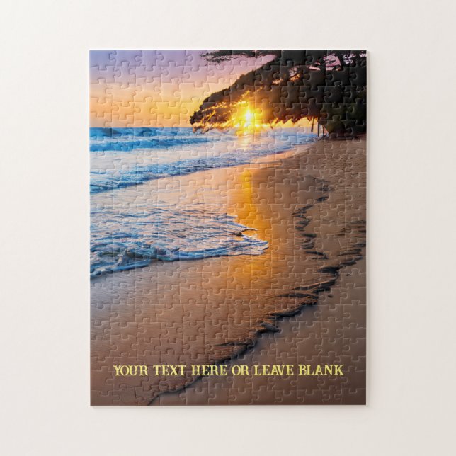 Custom Jigsaw Puzzle Watercolor Beach Sunset (Vertical)