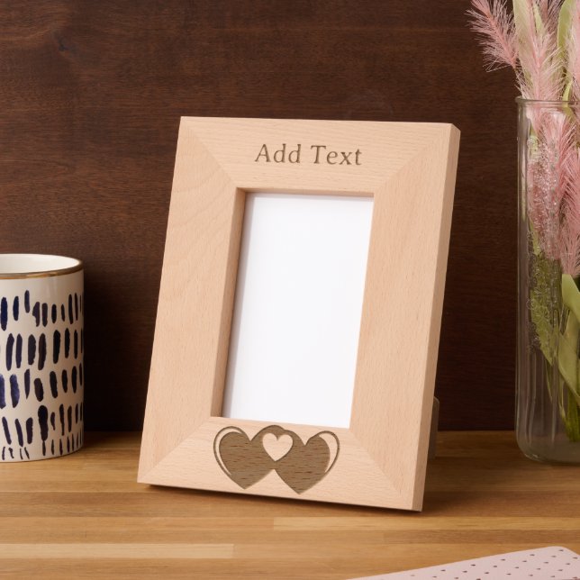 Custom Joined Hearts Engraved Wood Frame (Left)