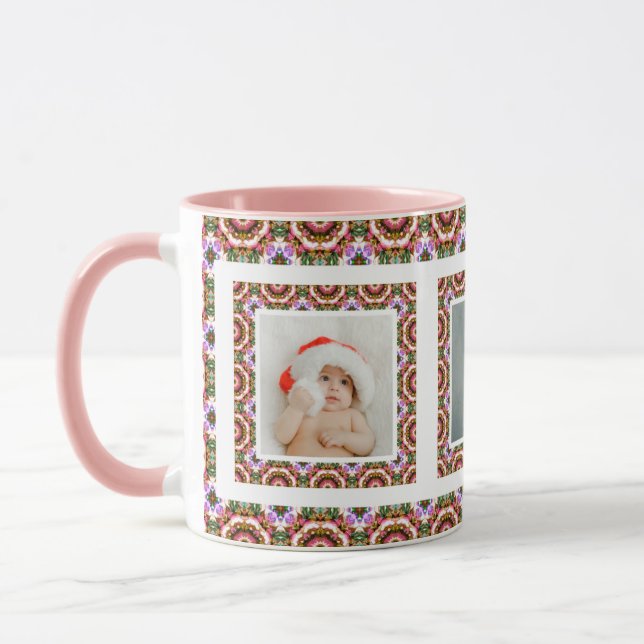 Custom Jolly Autumn Fall Christmas Pattern Photo Mug (Left)