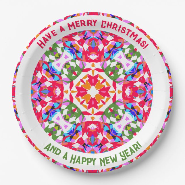 Custom Jolly Colourful Modern Christmas Kitchen Paper Plate (Front)