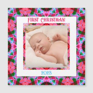 Custom Jolly Festive Christmas Photo Magnet Card