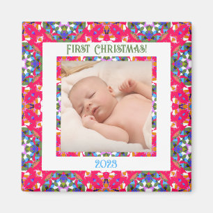 Custom Jolly Festive Christmas Photo Picture Frame Magnet