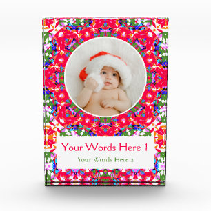 Custom Jolly Red Green Blue Christmas Decor Gift Photo Block