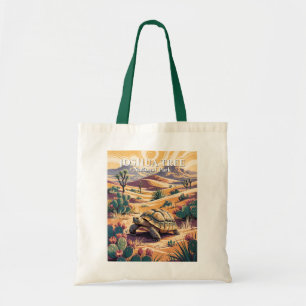 Custom Joshua Tree Tortoise Retro Desert Landscape Tote Bag