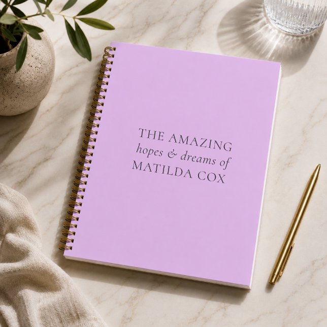 Custom Journal | Hopes & Dreams Notebook Gift (Personalized lavender hopes and dreams journal with custom name for thoughtful writing.)