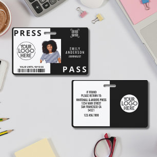 Custom Journalist Press Photo ID Logo Horizontal  Badge