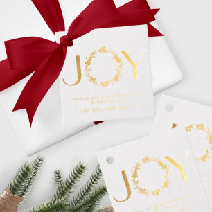 Custom "JOY" Elegant and Simple, Festive Holiday Favour Tags