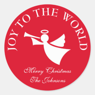 Custom joy to the world christmas angel stickers