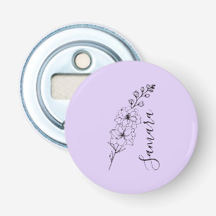 Custom July Delphinium Birth Flower Gift for Birth Bottle Opener