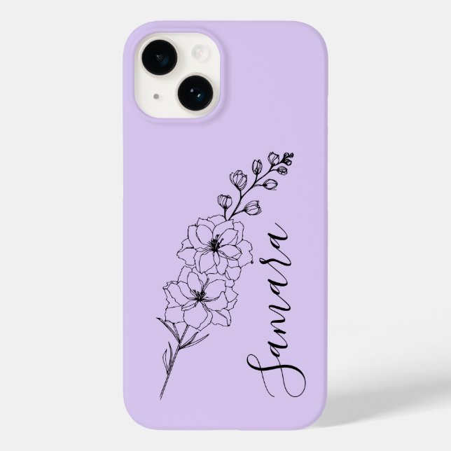 Custom July Delphinium Birth Flower Gift for Birth Case-Mate iPhone Case (Back)