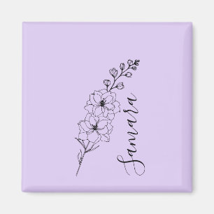 Custom July Delphinium Birth Flower Gift for Birth Magnet