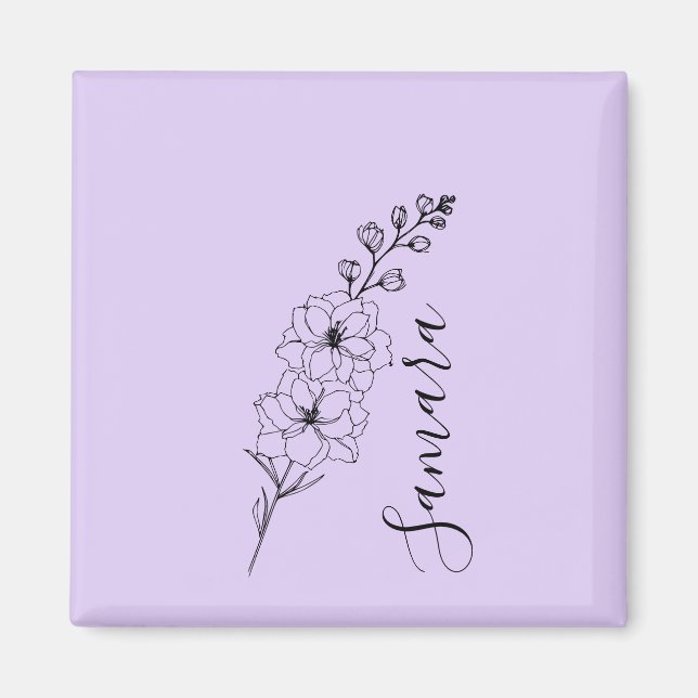 Custom July Delphinium Birth Flower Gift for Birth Magnet (Front)