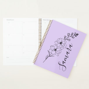 Custom July Delphinium Birth Flower Gift for Birth Planner