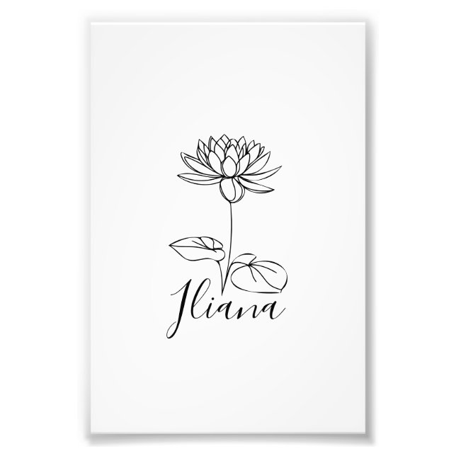 Custom July Water Lily Birth Flower Gift for Birth Photo Print (Front)
