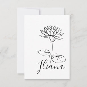 Custom July Water Lily Birth Flower Gift for Birth Thank You Card