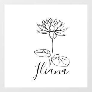 Custom July Water Lily Birth Flower Gift for Birth Window Cling