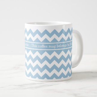 Custom Jumbo Coffee Mug, Blue and White Chevrons Large Coffee Mug