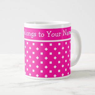 Custom Jumbo Coffee Mug, Candy Pink Geometric Large Coffee Mug