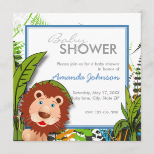 Custom jungle lion baby shower invitation