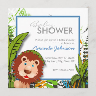 Custom jungle lion baby shower invitation