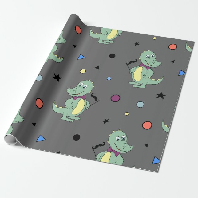 Custom Jungle Theme Birthday Wrapping Paper (Unrolled)