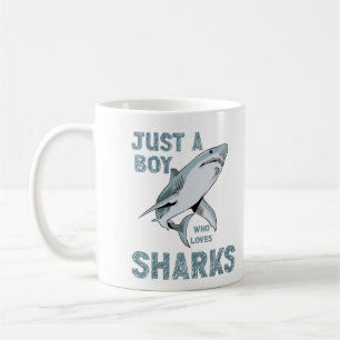 Custom Just a boy who loves Sharks Shark Lover Coffee Mug