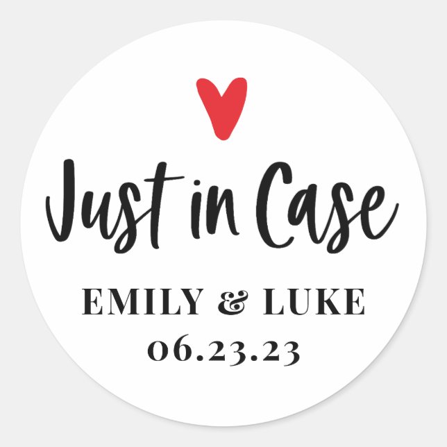 Custom Just in Case Wedding Recovery Kit  Classic Round Sticker (Front)