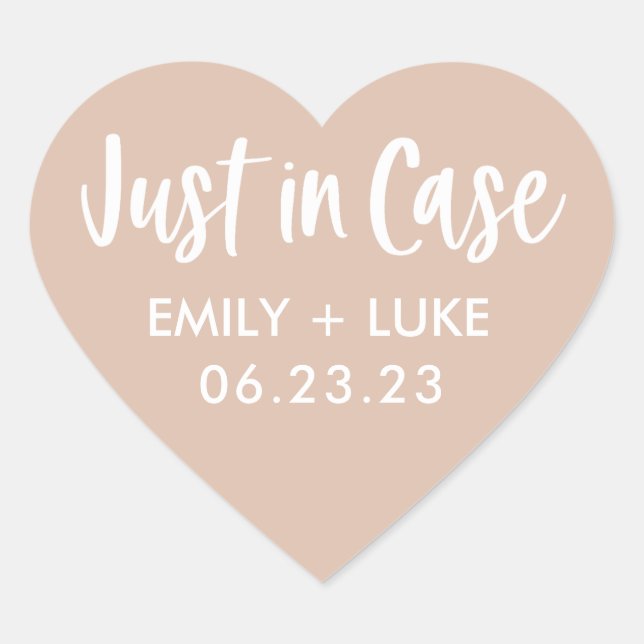 Custom Just in Case Wedding Recovery Kit  Heart Sticker (Front)