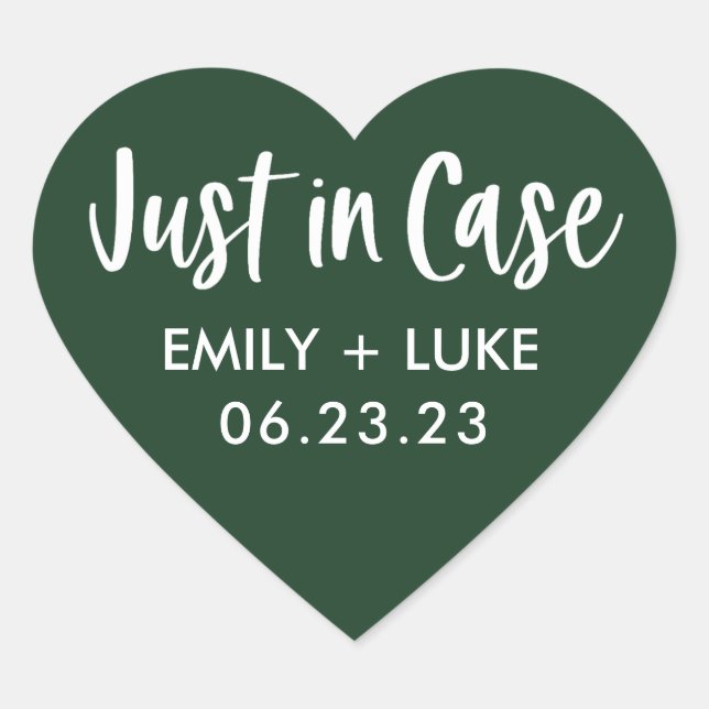 Custom Just in Case Wedding Recovery Kit  Heart Sticker (Front)