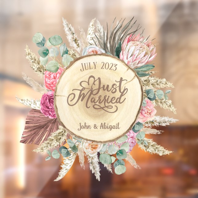Custom Just Married Boho Window Cling (Sheet 2)