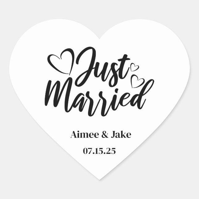 Custom Just Married Heart Stickers (Front)