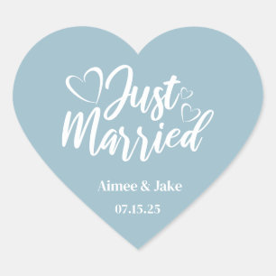 Custom Just Married Heart Stickers