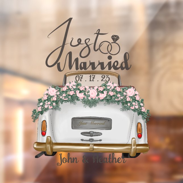 Custom Just Married Wedding Window Cling (Sheet 2)