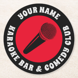Custom karaoke bar or comedy club party round paper coaster