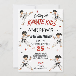 Custom Karate Party birthday Invitation