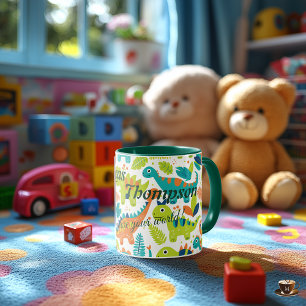 Custom Kawaii Dinosaur Adventure Mug for Kids 
