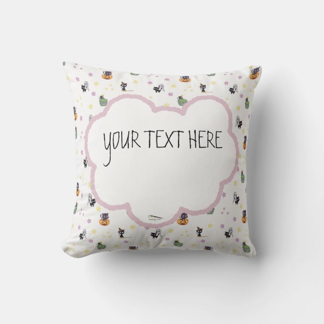 Custom Kawaii Doodle Halloween Pattern Cushion (Front)