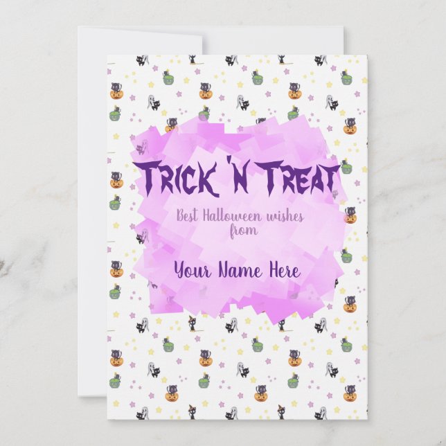 Custom Kawaii Doodle Halloween Pattern Postcard (Front)