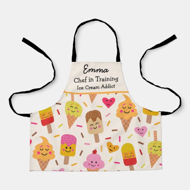 Custom Kawaii Ice Cream lollipop Chef in training  Apron (Front)