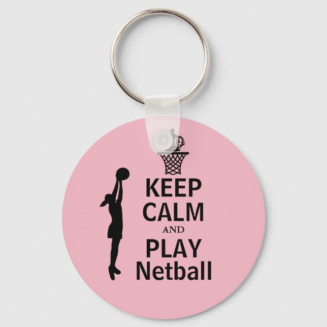 Custom Keep Calm and Play Netball Key Ring (Front)
