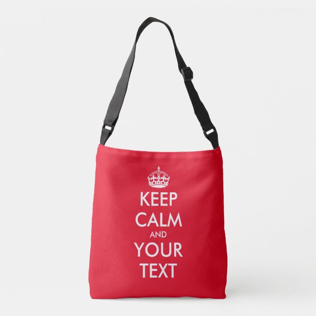 Custom keep calm and your text red cross body bags (Back)