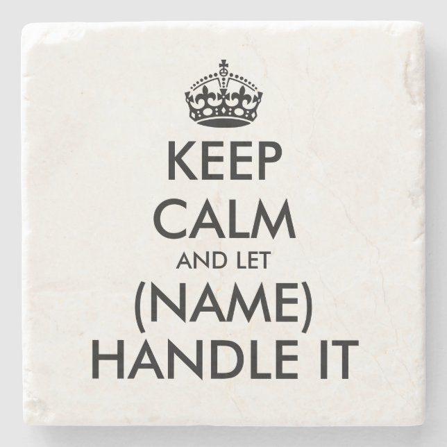 Custom keep calm funny marble stone coaster gift (Front)