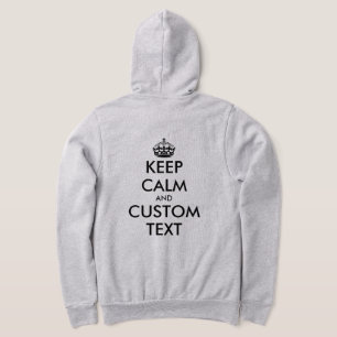 Custom keep calm funny zippered hoodie for men