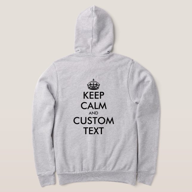 Custom keep calm funny zippered hoodie for men (Laydown Back)