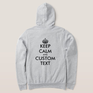 Custom keep calm grey zippered hoodie for women