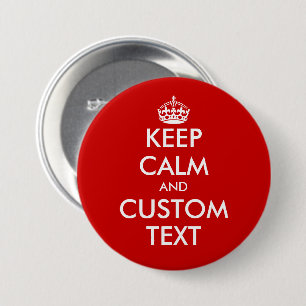 Custom Keep calm large round red pinback buttons