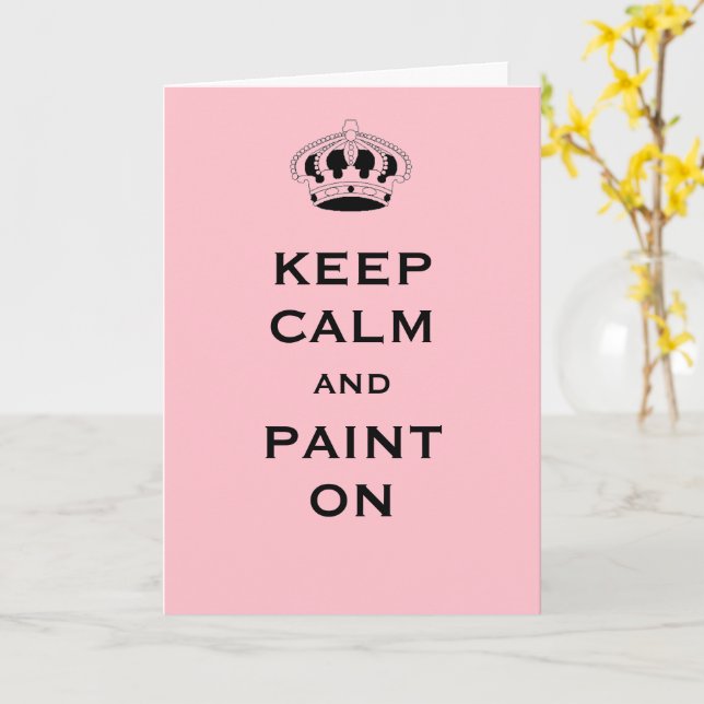Custom, Keep Calm Pretty Pink Greeting Card (Yellow Flower)